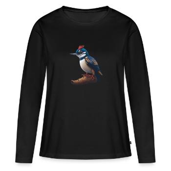 Grand pic tacheté - T-shirt manches longues Premium bio Femme - noir - Devant - Julia (174cm)