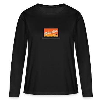 Workation work vacation lifestyle laptop palm trees - Women's Premium Organic Long Sleeve Shirt - black - Front - Julia (174cm)