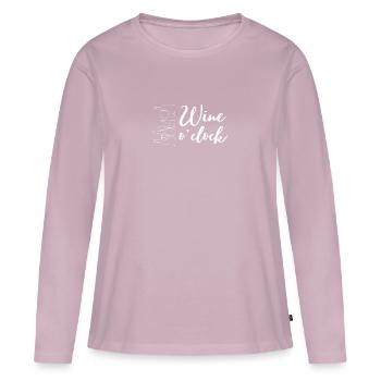 Wine o' clock Weingeschenk | Weinliebe - Frauen Premium Bio Langarmshirt - Altrosa - Vorne - Julia (174cm)