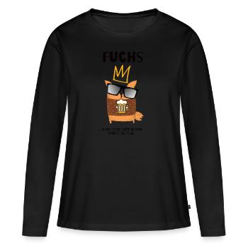 Fuchs kann man nicht lernen, Fuchs ist man - Frauen Premium Bio Langarmshirt - Schwarz - Vorne - Julia (174cm)