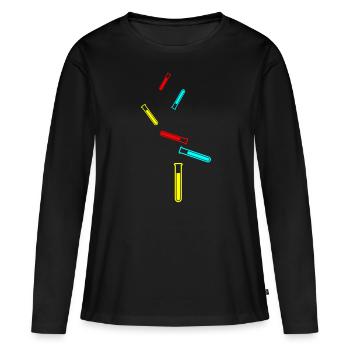 Symbole du tube à essai - T-shirt manches longues Premium bio Femme - noir - Devant - Julia (174cm)