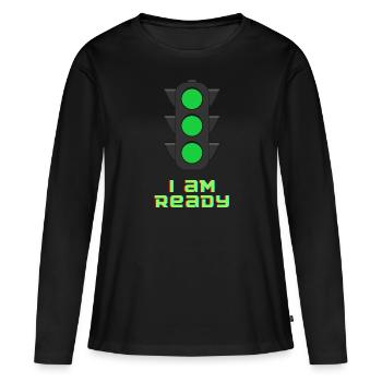 I au feu de circulation Ready - T-shirt manches longues Premium bio Femme - noir - Devant - Julia (174cm)