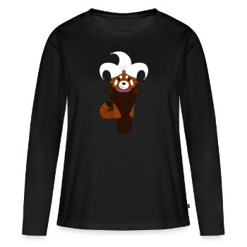Panda roux déguisé en arlequin pour Halloween - T-shirt manches longues Premium bio Femme - noir - Devant - Julia (174cm)