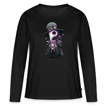 Médecin de la peste avec des cœurs - T-shirt manches longues Premium bio Femme - noir - Devant - Julia (174cm)