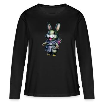 Kawaii Häschen - Frauen Premium Bio Langarmshirt - Schwarz - Vorne - Julia (174cm)