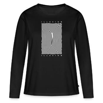 Abstraktes Design Illusion - Frauen Premium Bio Langarmshirt - Schwarz - Vorne - Julia (174cm)