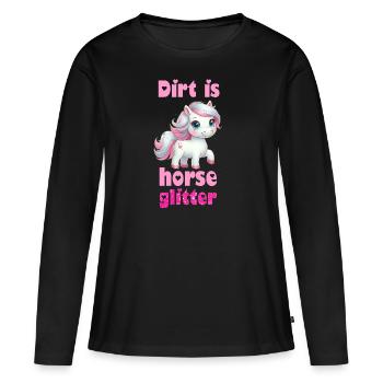 La saleté, c’est des paillettes de cheval - T-shirt manches longues Premium bio Femme - noir - Devant - Julia (174cm)