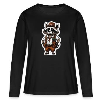 Lederhosen / Animal / Traditional costume / Tradition / Raccoon - Women's Premium Organic Long Sleeve Shirt - black - Front - Julia (174cm)