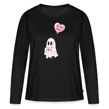 be my boo -idée cadeau saint Valentin - T-shirt manches longues Premium bio Femme - noir - Devant - Julia (174cm)