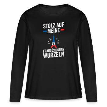 French French France - Women's Premium Organic Long Sleeve Shirt - black - Front - Julia (174cm)