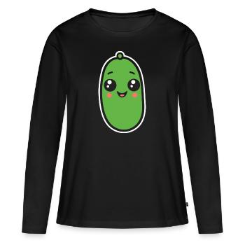 concombre - T-shirt manches longues Premium bio Femme - noir - Devant - Julia (174cm)