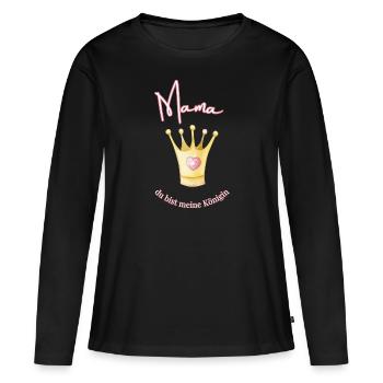 Maman - ma reine. - T-shirt manches longues Premium bio Femme - noir - Devant - Julia (174cm)