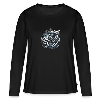 Tourbillon naval - T-shirt manches longues Premium bio Femme - noir - Devant - Julia (174cm)