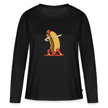 Hot Dog Snack - Women's Premium Organic Long Sleeve Shirt - black - Front - Julia (174cm)