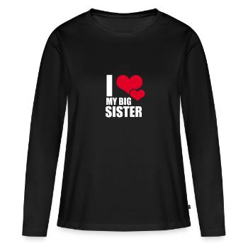 J'aime ma grande soeur - J'aime ma soeur - T-shirt manches longues Premium bio Femme - noir - Devant - Julia (174cm)