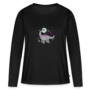 Ace Pride Dinosaurier Asexual Space - Frauen Premium Bio Langarmshirt - Schwarz - Vorne - Julia (174cm)