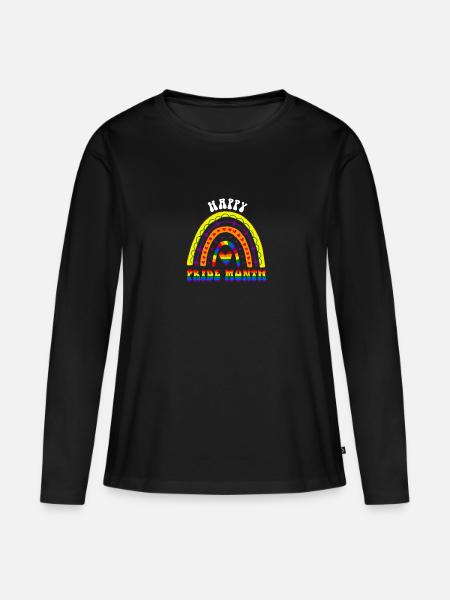 Happy Pride Month LGBT Pride Boho Rainbow - Women's Premium Organic Long Sleeve Shirt - black
