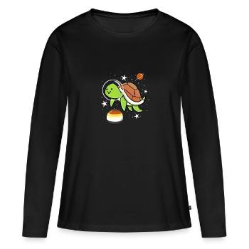 Schildkröten Astronaut Gay Bear Pride - Frauen Premium Bio Langarmshirt - Schwarz - Vorne - Julia (174cm)