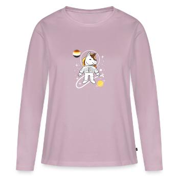Einhorn Astronaut Gay Bear Pride - Frauen Premium Bio Langarmshirt - Altrosa - Vorne - Julia (174cm)