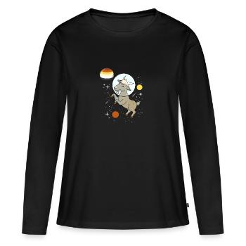 Ziege Astronaut Gay Bear Pride - Frauen Premium Bio Langarmshirt - Schwarz - Vorne - Julia (174cm)