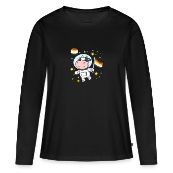 Kuh Astronaut Gay Bear Pride - Frauen Premium Bio Langarmshirt - Schwarz - Vorne - Julia (174cm)