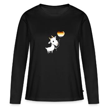 Ziege Herzballon Gay Bear Pride - Frauen Premium Bio Langarmshirt - Schwarz - Vorne - Julia (174cm)