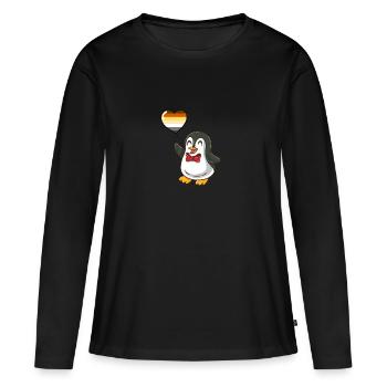 Pinguin Herzballon Gay Bear Pride - Frauen Premium Bio Langarmshirt - Schwarz - Vorne - Julia (174cm)