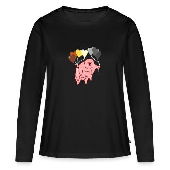 Bärtierchen Herzballon Gay Bear Pride - Frauen Premium Bio Langarmshirt - Schwarz - Vorne - Julia (174cm)
