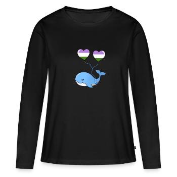 Ballon Whale Heart Genderqueer - T-shirt manches longues Premium bio Femme - noir - Devant - Julia (174cm)
