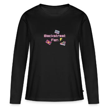 Backstreet Fan, fan, rétro, vintage, 90 er - T-shirt manches longues Premium bio Femme - noir - Devant - Julia (174cm)