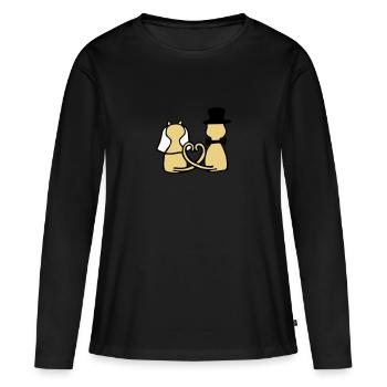 chat mariage - T-shirt manches longues Premium bio Femme - noir - Devant - Julia (174cm)