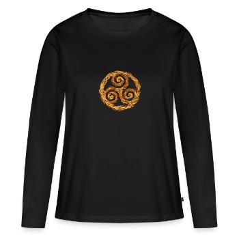 Triskele de feu - T-shirt manches longues Premium bio Femme - noir - Devant - Julia (174cm)