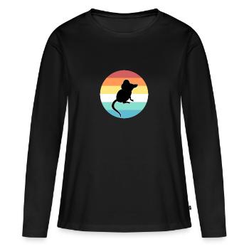 Maus - Frauen Premium Bio Langarmshirt - Schwarz - Vorne - Julia (174cm)