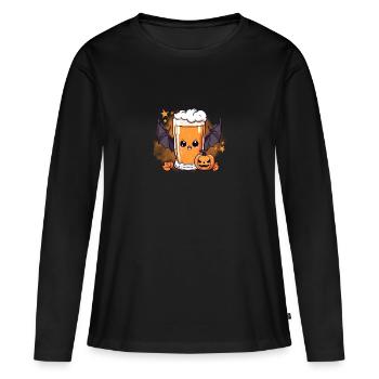 Vampire bière Halloween Party bière verre chauve-souris - T-shirt manches longues Premium bio Femme - noir - Devant - Julia (174cm)