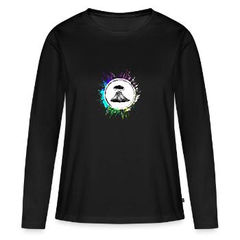 Icône de volcan - T-shirt manches longues Premium bio Femme - noir - Devant - Julia (174cm)
