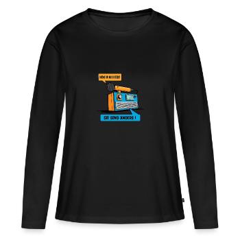 Ils sont différents ! - T-shirt manches longues Premium bio Femme - noir - Devant - Julia (174cm)