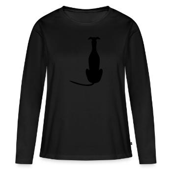 sitzender windhund - Frauen Premium Bio Langarmshirt - Schwarz - Vorne - Julia (174cm)