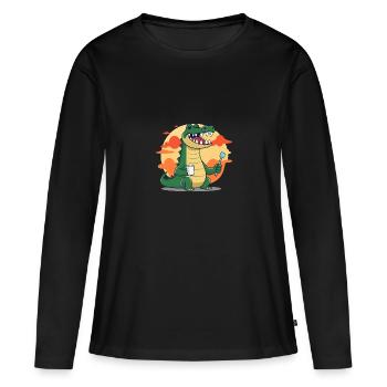 Hygiène dentaire crocodile - T-shirt manches longues Premium bio Femme - noir - Devant - Julia (174cm)