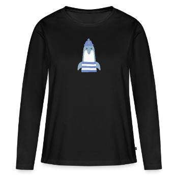 Dauphin Sailor Captain Fans de voiliers et bateaux à moteur - T-shirt manches longues Premium bio Femme - noir - Devant - Julia (174cm)