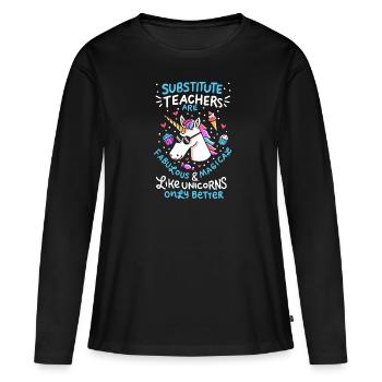 Professeur d’échange Enseignant suppléant École Einhorn - T-shirt manches longues Premium bio Femme - noir - Devant - Julia (174cm)