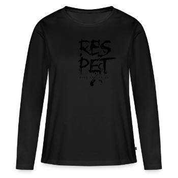 Respect Typo - T-shirt manches longues Premium bio Femme - noir - Devant - Julia (174cm)