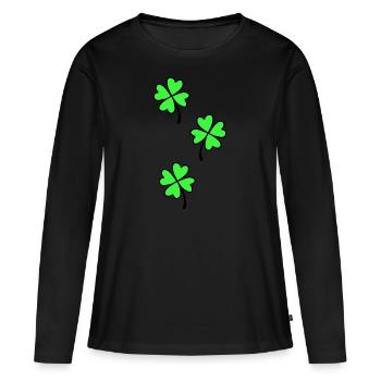 Bonheur trèfle - T-shirt manches longues Premium bio Femme - noir - Devant - Julia (174cm)