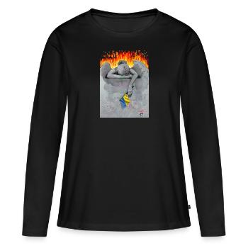 Tears for Ukraine - Frauen Premium Bio Langarmshirt - Schwarz - Vorne - Julia (174cm)