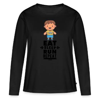 Enfant jogging course à pied sports de course - T-shirt manches longues Premium bio Femme - noir - Devant - Julia (174cm)