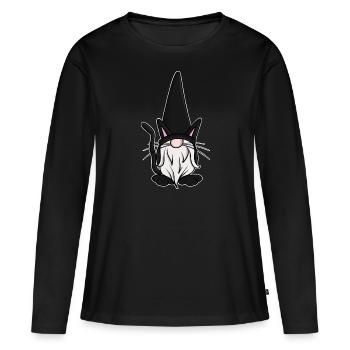 Chats Gnomes Gnomes - T-shirt manches longues Premium bio Femme - noir - Devant - Julia (174cm)