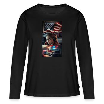 Urgence, patriotique - T-shirt manches longues Premium bio Femme - noir - Devant - Julia (174cm)