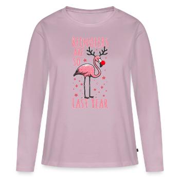 Flamingo Weihnachten Fun Spruch - Frauen Premium Bio Langarmshirt - Altrosa - Vorne - Julia (174cm)