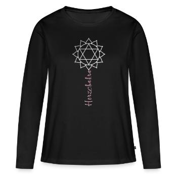 Chakra, Fleur, Chakra Du Coeur, Symbole - T-shirt manches longues Premium bio Femme - noir - Devant - Julia (174cm)