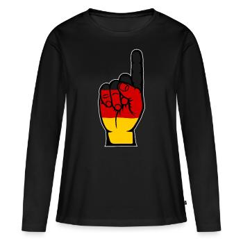 Drapeau allemand numéro 1 - T-shirt manches longues Premium bio Femme - noir - Devant - Julia (174cm)
