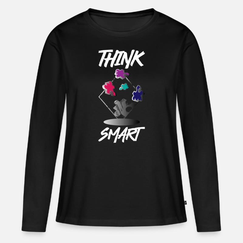 Think Smart Puzzle - Frauen Premium Bio Langarmshirt - Schwarz